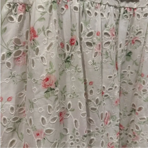 🎀 LoveShackFancy Clementine Floral Eyelet Ruffle Tiered Midi Dress 16 XL - Picture 7 of 16